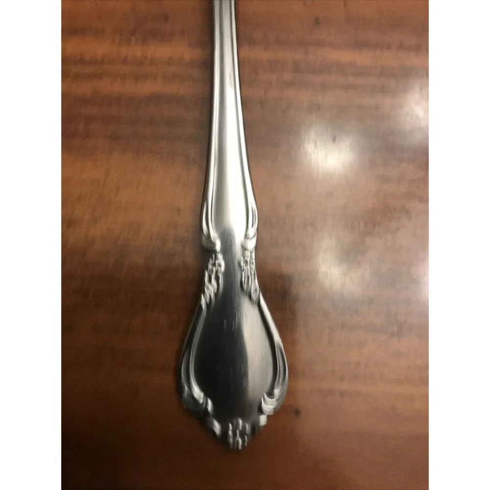 THC stainless steel korea soup‎ spoon rose floral pattern 5 1/2 in